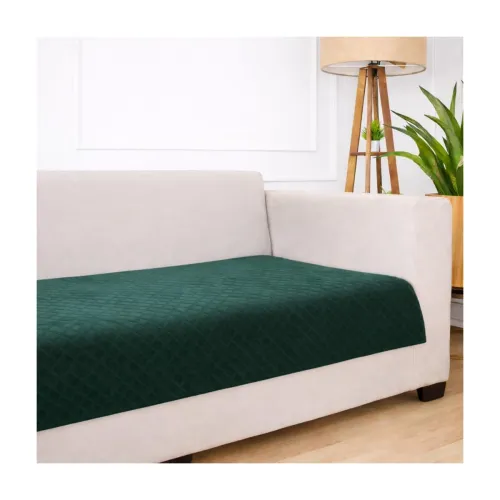 Image of STITCHNEST 1 Seater Quilted Velvet Sofa Cover