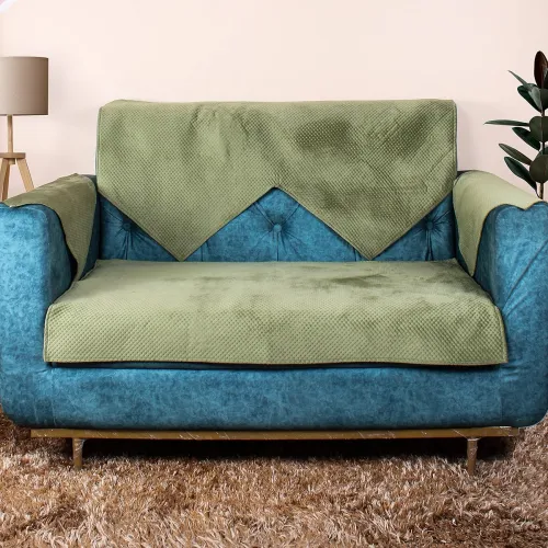 Image of STITCHNEST 1 Seater Quilted Velvet Sofa Cover 