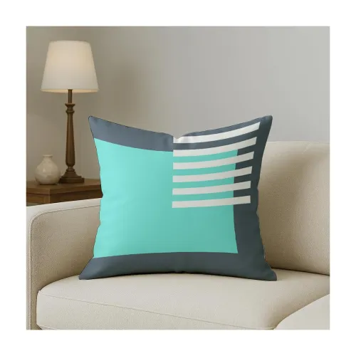 Image of STITCHNEST Designer Geometrical Printed Polycotton Cushion Cover 16x16 Inch 