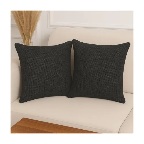 Image of STITCHNEST Jute Cushion Solid Covers Pack of 2