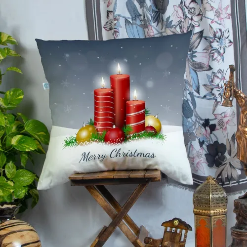 Image of STITCHNEST Merry Christmas Cotton Cushion Cover 