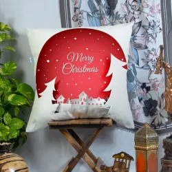 STITCHNEST Merry Christmas Printed Cotton Cushion Cover