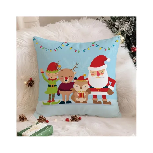 Image of STITCHNEST Merry Christmas Printed Poly Cotton Cushion Cover Pack of 1 (12x12 Inches)