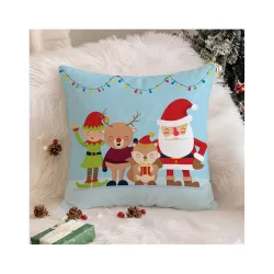 STITCHNEST Merry Christmas Printed Poly Cotton Cushion Cover Pack of 1 (12x12 Inches)