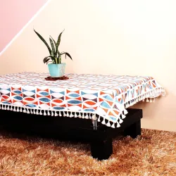 STITCHNEST Poly Cotton Digitally Printed 4 Seater Table Cover with Lace (40 x 60 Inches, Pack of 1)