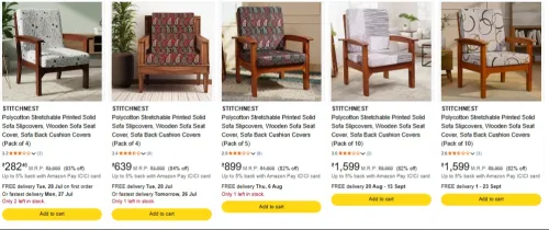 Image of STITCHNEST Sofa Slipcovers Upto 93% Discount
