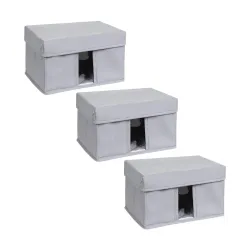 Amazon Brand - Solimo Fabric Rectangular Storage Box Set3