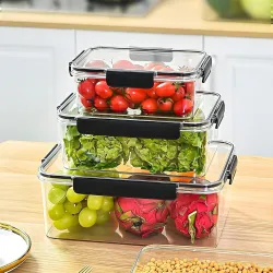 Storescent Airtight Fridge Storage Containers Set of 3 | BPA-Free Plastic Kitchen Boxes for Pulses, Grains, Cereals, Dry