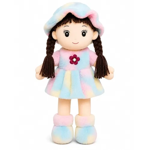 Image of Storescent Soft Hat Doll for Kids 42 cm Cute Plush Rag Doll with Cap & Braided Hair