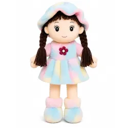 Storescent Soft Hat Doll for Kids 42 cm Cute Plush Rag Doll with Cap & Braided Hair