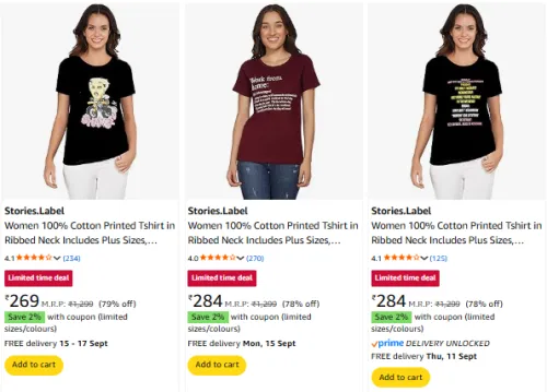 Image of Stories.Label Women's T-shirt at minimum 70% Discount