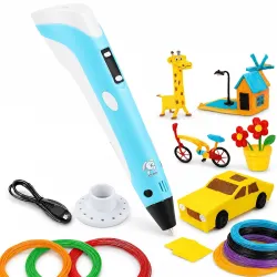 Storio 3D Pen with Adapter| 3D Pen for Kids| 3D Pen with 3 * 1.75MM PLA Filaments 10m Each| 3D Printing Pen | 3D Pen Set with PLA Filament Included - Ready to Create, Blue