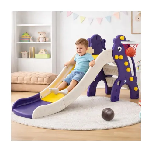 Image of Storio Big Slide for Kids with Basketball Hoop | Large Indoor Outdoor Toddler Climber Playset for 2+ Years | Safe & Stur