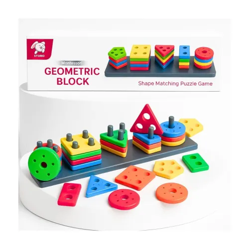 Image of Storio Geometric Angle Blocks, Sorting & Stacking Toys for Toddlers and Kids Preschool, Color Stacker Shape Sorter Gift 