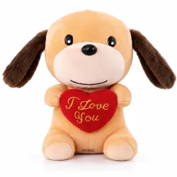 Storio I Love You Valentine Plush Dog | Cute Soft Cuddly Stuffed Animal with Red Heart | Valentine Gift, Birthday Gift Special | Romantic Plush Toy 7 Inches
