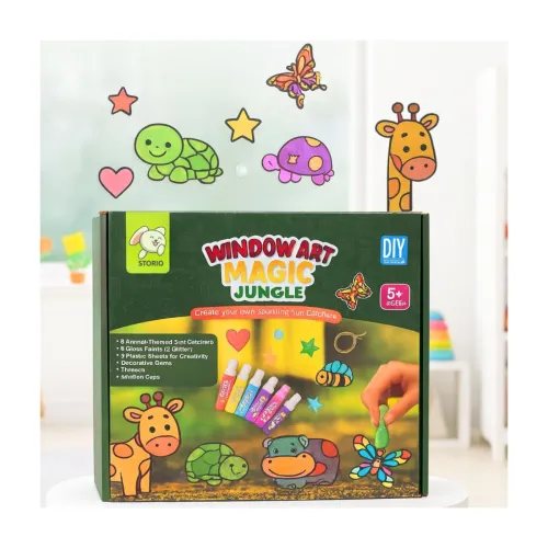 Image of Storio Window Art Magic Jungle Set | DIY Animals Sun Catcher Kit with Glass