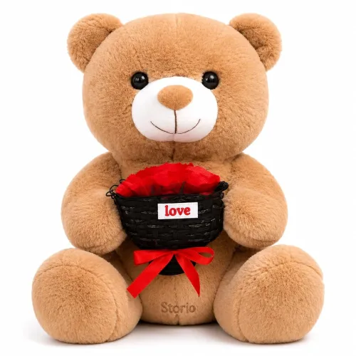 Image of Storio 40 CM Rose Bouquet Plush Bear Doll