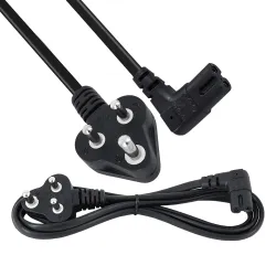 Storite 1.5 Meter 2 Pin 90 Degree Power Cord Cable, Black | 18AWG, For Laptop Adapter/Camera/Printer/Charger