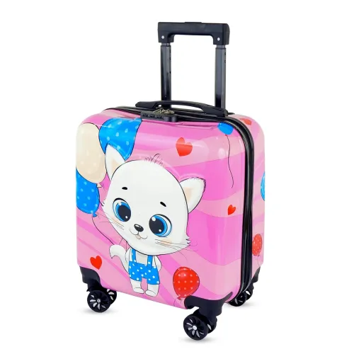 Image of Storite 18 Inches Kids Trolley Bag Hard-Sided Polycarbonate Cute Chibi Kitten
