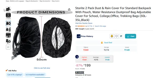 Image of Storite 2 Pack Dust & Rain Cover For Backpack