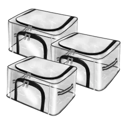 Storite 3 Pack Nylon 28 L PVC Transparent Moisture Proof Storage box for Clothes Closet Wardrobe Organizer for Clothes S