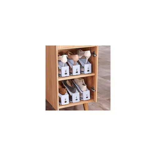 Image of Storite 6 Pack Plastic Shoe Slots Organizer Space Saver Double Deck Shoe Rack