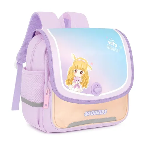 Image of Storite Kids School Backpack for Girls (Class 1–5) 13L | Rectangular Pastel Design with Flap & Rotating Lock | Padded Ba