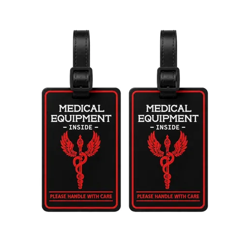 Image of Storite Pack of 2 Luggage Tags with Black Silicon Strap (Black & Red)