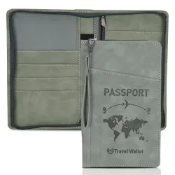 Storite RFID Blocking PU Leather Travel Passport Holder, 23x14x3 Cm Grey