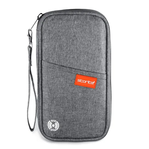 Image of Storite RFID Blocking Travel Passport Holder Cover Case Travel Wallet Document Organiser with Removal Hand Strap for Men
