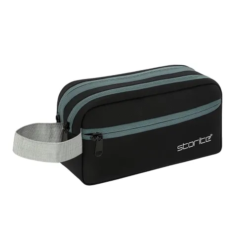 Image of Storite Toiletry Bag for Men & Women - Black | Water-Resistant Polyester Travel Pouch for Storing Toiletries Shaving Kit