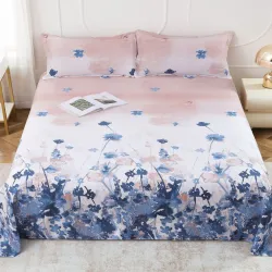 Story@home Navy Blue & White 160 TC Bedsheet with 2 Pillow Covers
