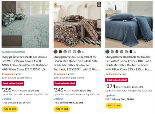 Image of Story@Home Bedsheet @ ₹299
