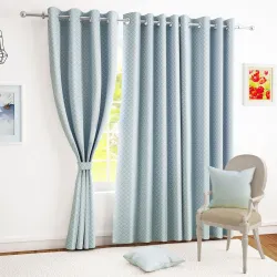 Story@Home Grey Quatrefoil Thermal Door Curtain 7 Feet