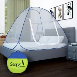 Story@home Mosquito Net Polyester Washable Adults Mosquito Net (Blue, Tent)
