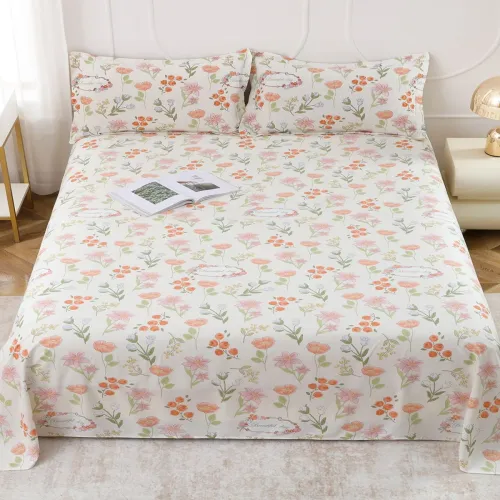 Image of Story@home White & Multicoloured Floral 160 TC Bedsheet with 2 Pillow Covers