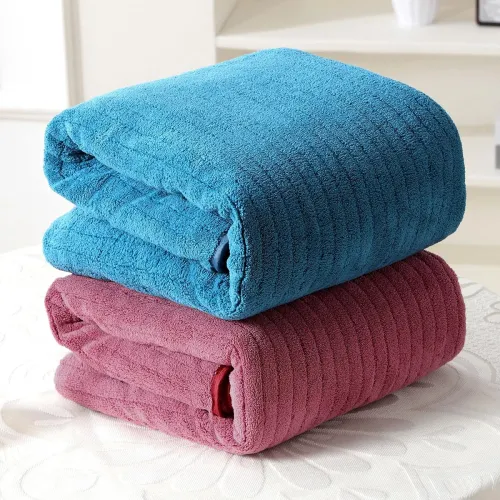 Image of Story@Home 2 x Towels for Bath Large Size 400 GSM Microfiber, Blue & Pink