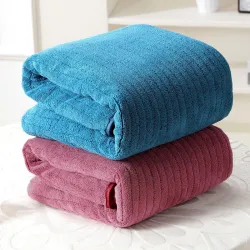 Story@Home 2 x Towels for Bath Large Size 400 GSM Microfiber, Blue & Pink
