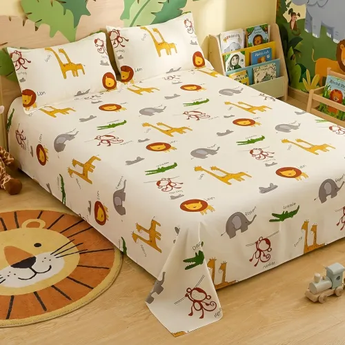 Image of Story@Home Cartoon Bedsheet Double Bed with 2 Pillow Covers 180TC Microfiber