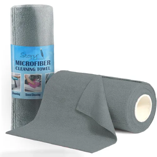 Image of Story@Home Microfiber Cleaning Cloth Roll – 20pcs, 25x25cm, Grey