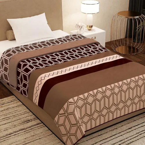 Image of Story@Home Polyester Premium Plush Summer Single Bed Dohar Blanket - Brown