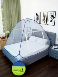 Story@home Mosquito Net Polyester Washable Adults Mosquito Net (Blue, Tent)