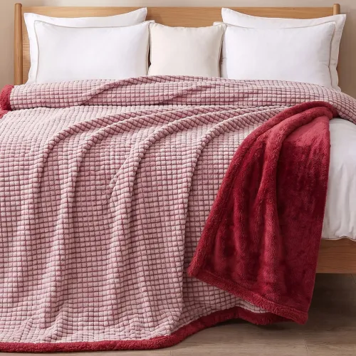 Image of Story@Home Reversible Flannel Sherpa Blankets for Winter Double Size 500GSM