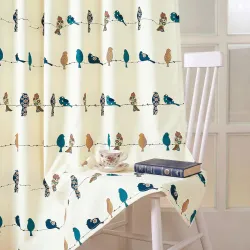 Story@Home Window Cotton Curtains 5 Feet Long Set of 2, White & Mustard