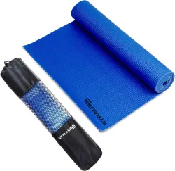 Strauss Anti Skid Solid Pvc Yoga Mat With Carry Bag | Exercise Mat, (Blue) Blue 6 mm Yoga Mat