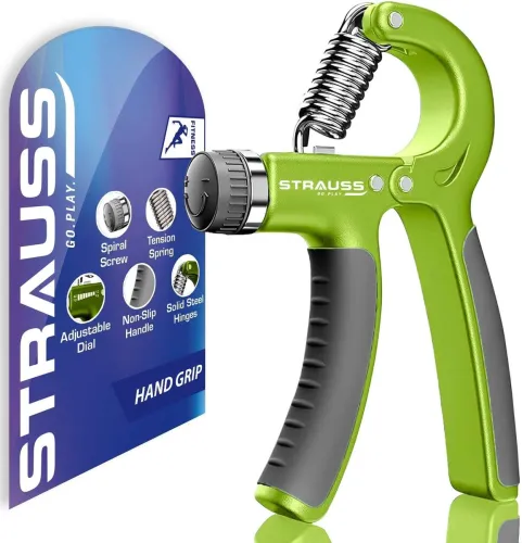 Image of Strauss Adjustable Strengthener | Finger Exerciser| Hand Grip/Fitness Grip (Green, Black)
