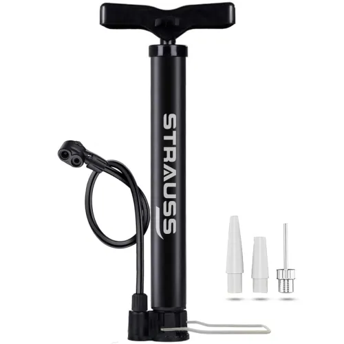 Image of Strauss Bicycle Air Pump with Needle & Dual Valve Portable Pump with 2 Modes