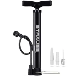 Strauss Bicycle Air Pump with Needle & Dual Valve Portable Pump with 2 Modes