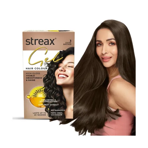 Image of Streax Gel Hair Colour for Women & Men Brown 3, 150ml