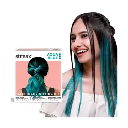 Streax Hair Colour Highlight Kit | Blue Hair Colour, Aqua Blue - Pack of 1 I Enriched with Walnut & Argan Oil | Rich, vi